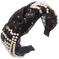 Women's Casual Vacation Classic Style Round Imitation Pearl Alloy Gauze Plating Inlay Sequins Rhinestones Pearl Hair Band sku image 2
