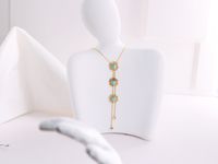 304 Stainless Steel 18K Gold Plated Vintage Style Sweet Inlay Flower Turquoise Zircon Pendant Necklace main image 7