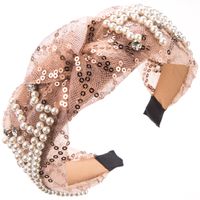 Women's Casual Vacation Classic Style Round Imitation Pearl Alloy Gauze Plating Inlay Sequins Rhinestones Pearl Hair Band sku image 3