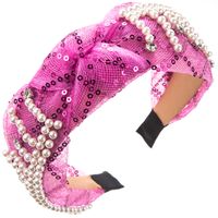 Women's Casual Vacation Classic Style Round Imitation Pearl Alloy Gauze Plating Inlay Sequins Rhinestones Pearl Hair Band sku image 4