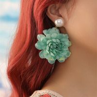 1 Pair Sweet Simple Style Flower Pearl Cloth Drop Earrings main image 6