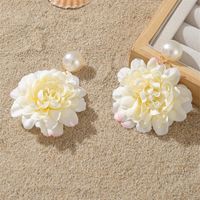 1 Paire Sucré Style Simple Fleur Perle Chiffon Boucles D'oreilles main image 8