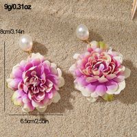 1 Pair Sweet Simple Style Flower Pearl Cloth Drop Earrings main image 2