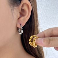 1 Pair Simple Style Ball Solid Color Plating 304 Stainless Steel 18K Gold Plated Earrings main image 1