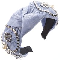 Women's Casual Vacation Classic Style Color Block Alloy Cloth Inlay Rhinestones Hair Band sku image 1