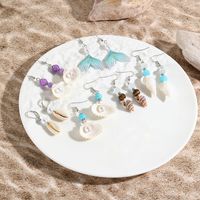 1 Pair Casual Vacation Bohemian Conch Shell Fish Tail Pearl Alloy Shell Drop Earrings main image 8