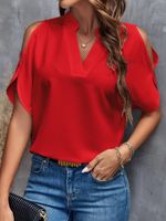 Women's T-shirt Short Sleeve Blouses Elegant Business Solid Color main image 6