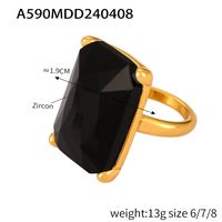 Casual Simple Style Commute Round Rectangle 304 Stainless Steel 18K Gold Plated Rhinestones Zircon Open Rings Rings In Bulk sku image 12