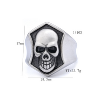 Hip-Hop Streetwear Skull 304 Stainless Steel Carving Men's Rings main image 2