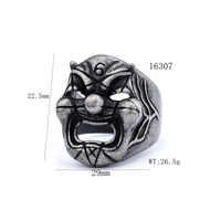 Hip-Hop Streetwear Mask 304 Stainless Steel Hollow Out Carving Men's Rings main image 2
