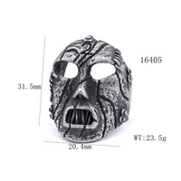 Hip-Hop Streetwear Mask 304 Stainless Steel Hollow Out Carving Men's Rings main image 2