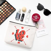 Sweet Heart Shape Linen Makeup Bags sku image 4