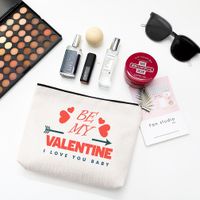 Sweet Heart Shape Linen Makeup Bags sku image 1