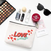 Sweet Heart Shape Linen Makeup Bags sku image 5