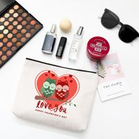 Sweet Heart Shape Linen Makeup Bags sku image 3