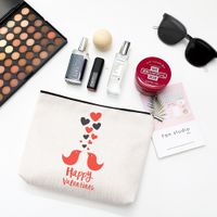 Sweet Heart Shape Linen Makeup Bags sku image 2