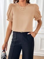 Women's T-shirt Short Sleeve Blouses Elegant Solid Color main image 8