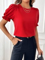 Women's T-shirt Short Sleeve Blouses Elegant Solid Color main image 10