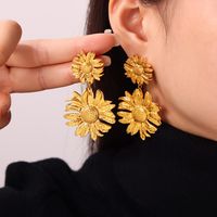 1 Pair Simple Style Classic Style Solid Color Plating Titanium Steel 18K Gold Plated Drop Earrings main image 7