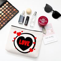 Sweet Simple Style Heart Shape Cotton And Linen Makeup Bags sku image 6