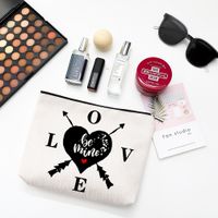 Sweet Simple Style Heart Shape Cotton And Linen Makeup Bags sku image 2