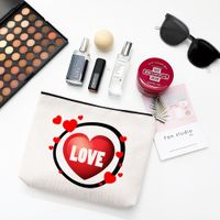 Sweet Simple Style Heart Shape Cotton And Linen Makeup Bags sku image 3
