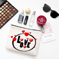 Sweet Simple Style Heart Shape Cotton And Linen Makeup Bags sku image 4