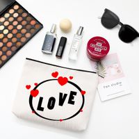 Sweet Simple Style Heart Shape Cotton And Linen Makeup Bags sku image 5