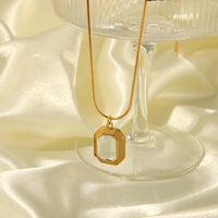 304 Stainless Steel 18K Gold Plated Simple Style Classic Style Polishing Inlay Rectangle Glass Stone Pendant Necklace main image 7