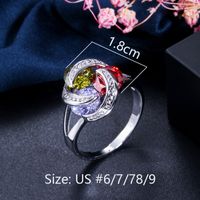 Copper Rhodium Plated Romantic Plating Inlay Round Artificial Gemstones Rings main image 3
