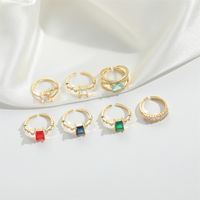 Copper Vintage Style Simple Style Commute Inlay Square Zircon Open Rings main image 3