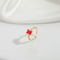 Kupfer Vintage-Stil Einfacher Stil Pendeln Inlay Quadrat Zirkon Offener Ring sku image 3
