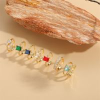 Copper Vintage Style Simple Style Commute Inlay Square Zircon Open Rings main image 5