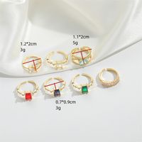 Copper Vintage Style Simple Style Commute Inlay Square Zircon Open Rings main image 2