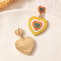 1 Pair Retro Simple Style Heart Shape Zinc Alloy Drop Earrings main image 3