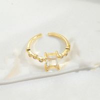 Copper Vintage Style Simple Style Commute Inlay Square Zircon Open Rings sku image 1