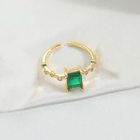 Kupfer Vintage-Stil Einfacher Stil Pendeln Inlay Quadrat Zirkon Offener Ring sku image 4