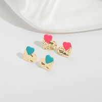 1 Pair Vintage Style Simple Style Commute Heart Shape Copper 14K Gold Plated Ear Studs main image 5