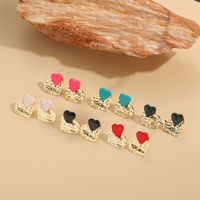 1 Pair Vintage Style Simple Style Commute Heart Shape Copper 14K Gold Plated Ear Studs main image 3