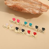 1 Paire Style Vintage Style Simple Commuer Forme De Cœur Le Cuivre Plaqué Or 14K Boucles D'Oreilles main image 3