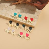 1 Pair Vintage Style Simple Style Commute Heart Shape Copper 14K Gold Plated Ear Studs main image 1