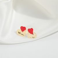 1 Pair Vintage Style Simple Style Commute Heart Shape Copper 14K Gold Plated Ear Studs sku image 4