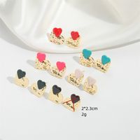 1 Paire Style Vintage Style Simple Commuer Forme De Cœur Le Cuivre Plaqué Or 14K Boucles D'Oreilles main image 2