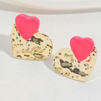 1 Pair Vintage Style Simple Style Commute Heart Shape Copper 14K Gold Plated Ear Studs sku image 2