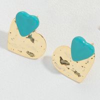 1 Pair Vintage Style Simple Style Commute Heart Shape Copper 14K Gold Plated Ear Studs sku image 5