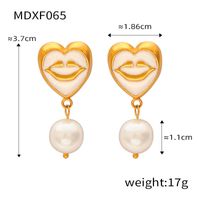 304 Stainless Steel Artificial Pearl 18K Gold Plated Simple Style Artistic Enamel Plating Inlay Lips Round Heart Shape Artificial Pearls Earrings Necklace main image 9