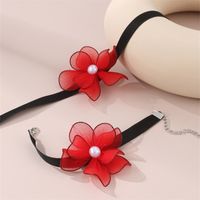 Beach Sweet Simple Style Flower Polyester Inlay Pearl Women's Bracelets Necklace main image 9
