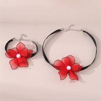 Beach Sweet Simple Style Flower Polyester Inlay Pearl Women's Bracelets Necklace sku image 4