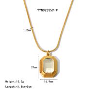 Acier Inoxydable 304 Plaqué Or 18K Style Simple Style Classique Polissage Incruster Rectangle Pierre De Verre Pendentif main image 2