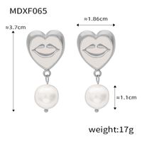 304 Stainless Steel Artificial Pearl 18K Gold Plated Simple Style Artistic Enamel Plating Inlay Lips Round Heart Shape Artificial Pearls Earrings Necklace sku image 3
